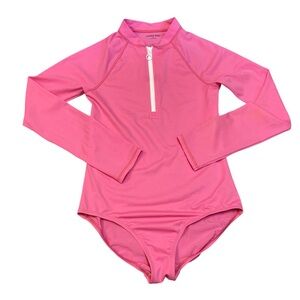 Lands End Long Sleeve Girl’s swimsuit 14 hot pink